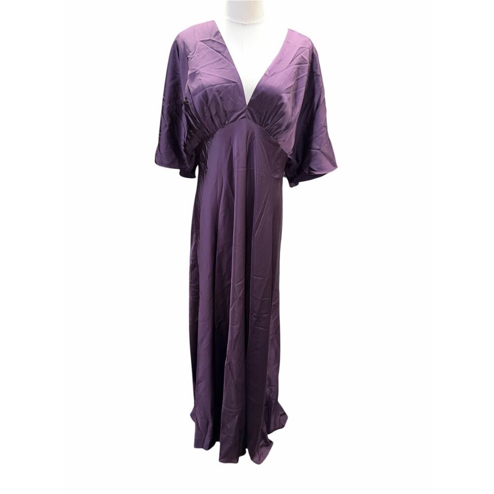 Birdy Grey Shyla Matte Satin Bridesmaid Dress Plum - Picture 5 of 8